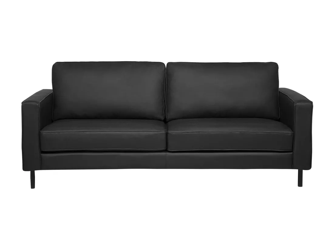 Ensemble canapé et fauteuil en cuir noir 4 places SAVALEN