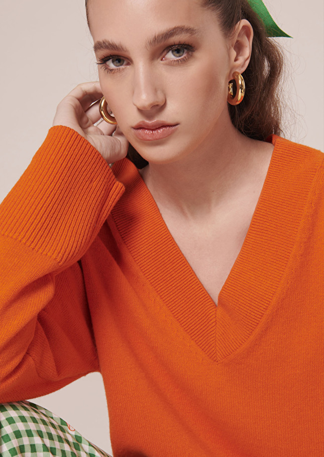 Pull Penelopeorange en laine mérinos et alpaga