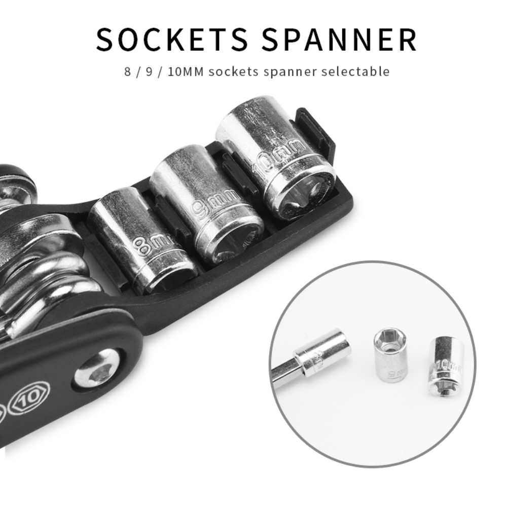 16in1 Velo Fahrrad Werkzeug Kit Multitool Reparaturset Schraubendreher - Schwarz / Silber