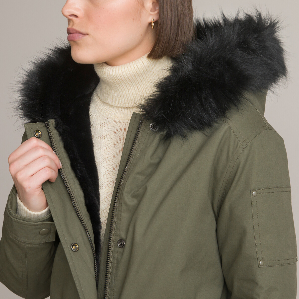 ANNE WEYBURN<br>Parka de comprimento médio com capuz fixo, perfeita para o inverno
