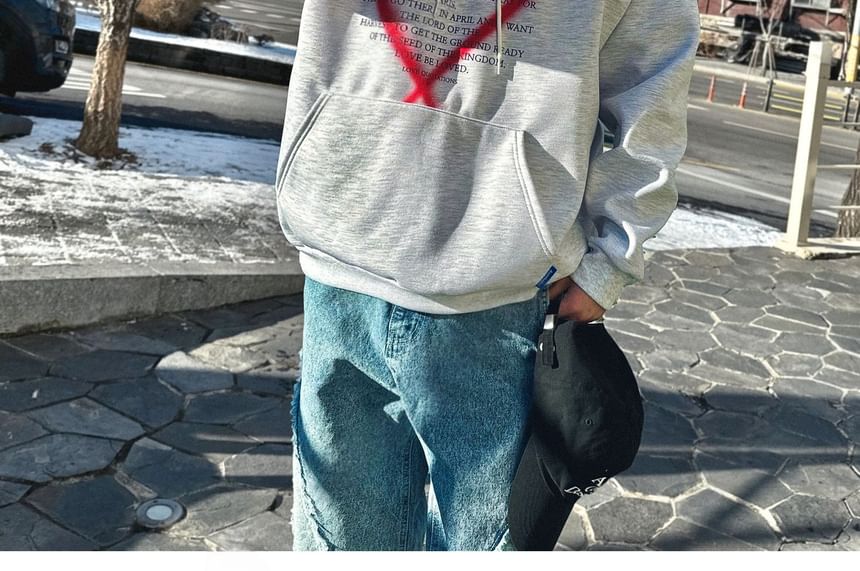SeoulPop - Losse hoodie met hartprint en letters
