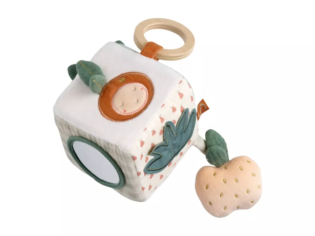 Cube d'activités bébé en velours blanc