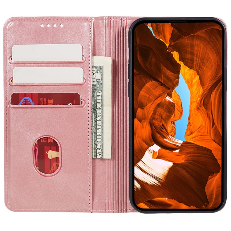iPhone 16e Leder Tasche Flip Cover mit Kartenfächer im Vintage Look - Roségold
