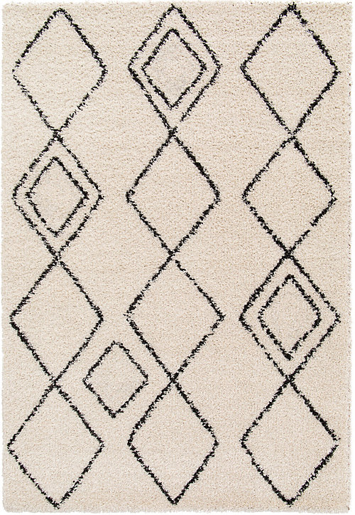 Tapis Shaggy Coltrane motif Berbère L. 170 x l. 120 x ep. 3 cm crème GoodHome