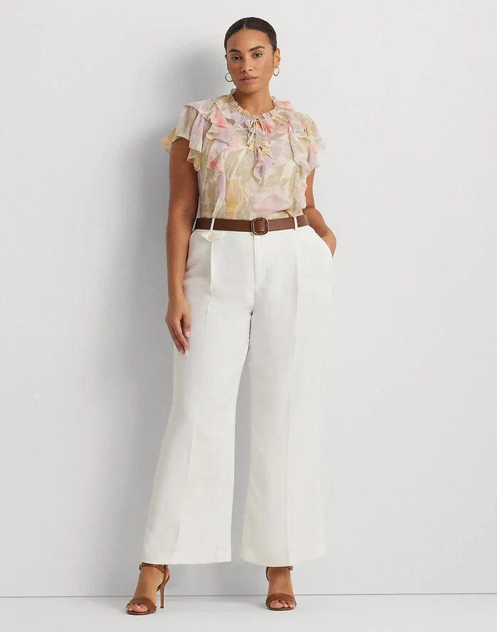 Lauren Ralph Lauren POLY CRINKLE GGT 58-TOP Cream multi