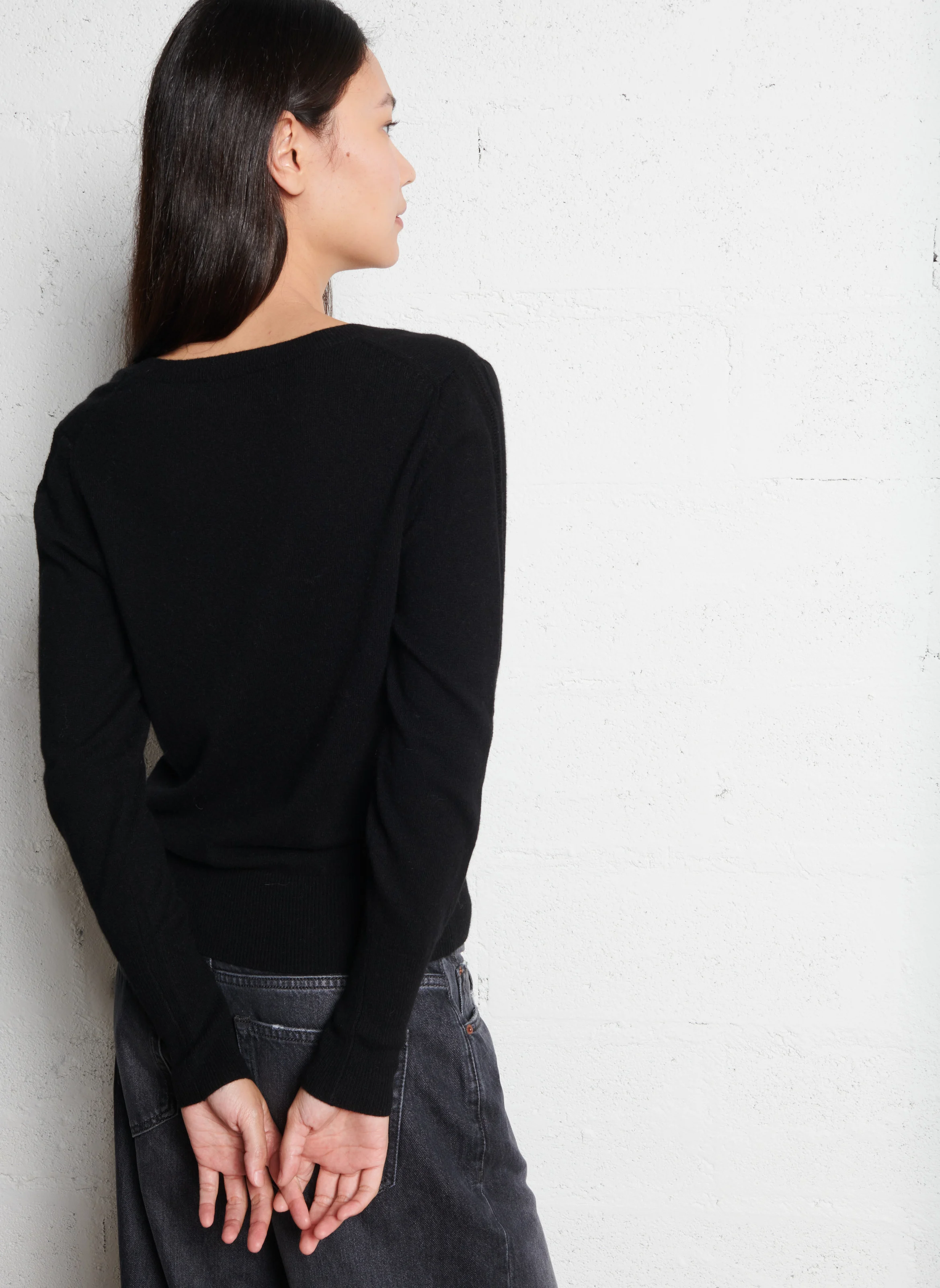 AMYLIGHT - Pull col rond en cachemire | Noir