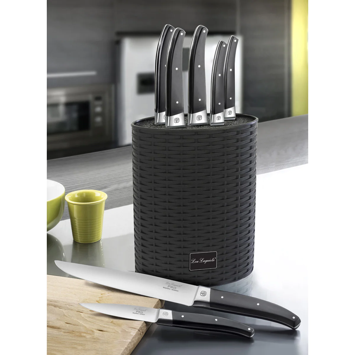 Pro - Bloc garni de 5 couteaux Lou Laguiole