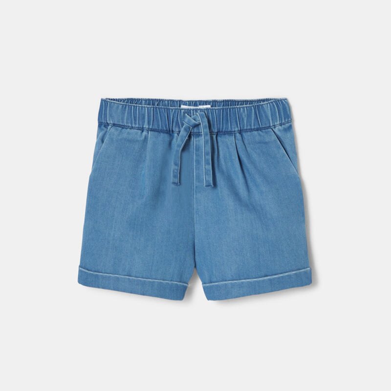 Short denim léger bleu chambray bébé mixte Bleu