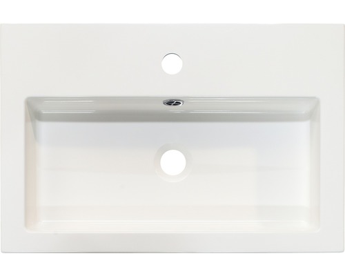 Sanox Rechte badkamermeubelset (B x H x D 60 x 55 x 40 cm), hoogglans witte fronten, met witte gegoten mineraalwastafel