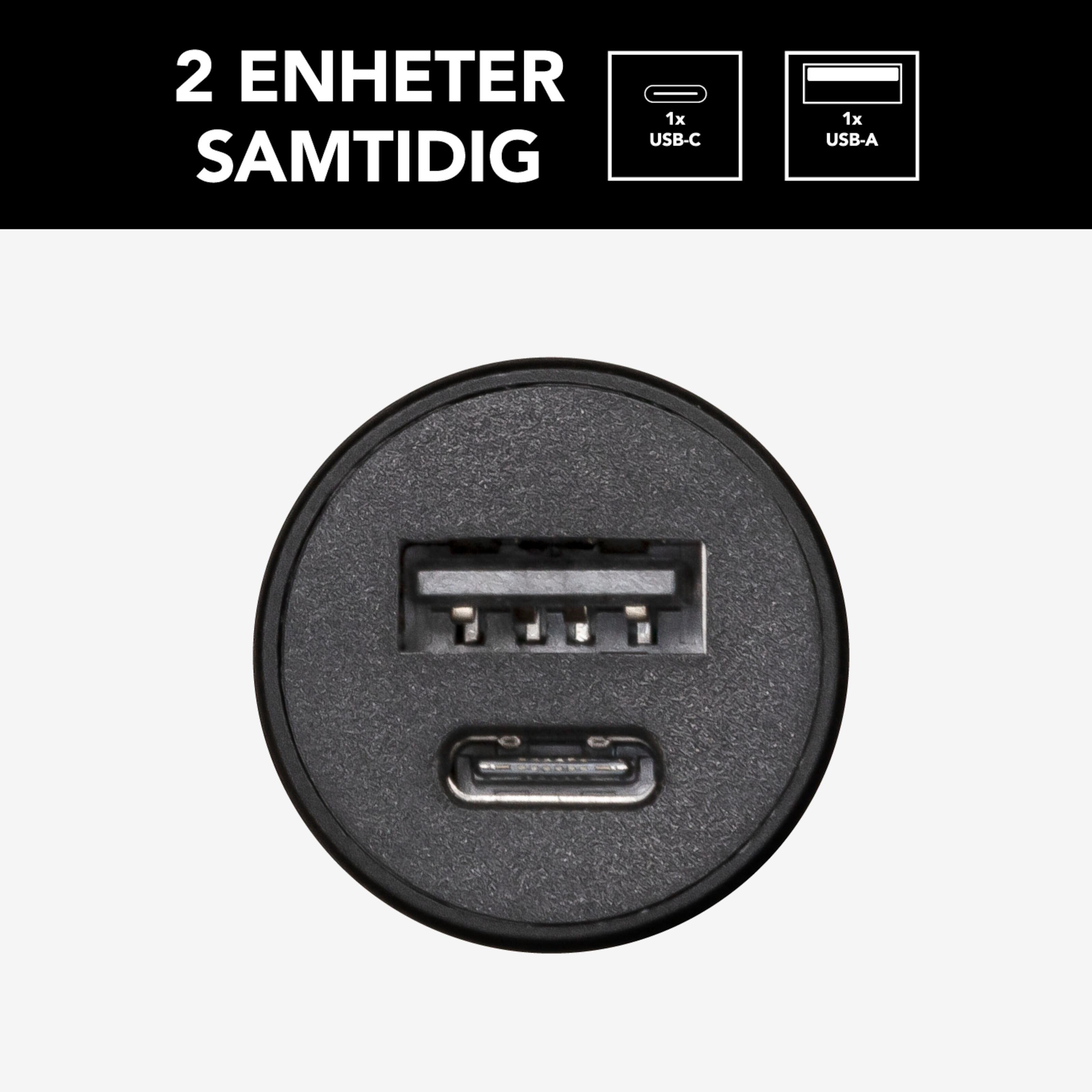 Linocell USB-billader med USB-C- og A-port