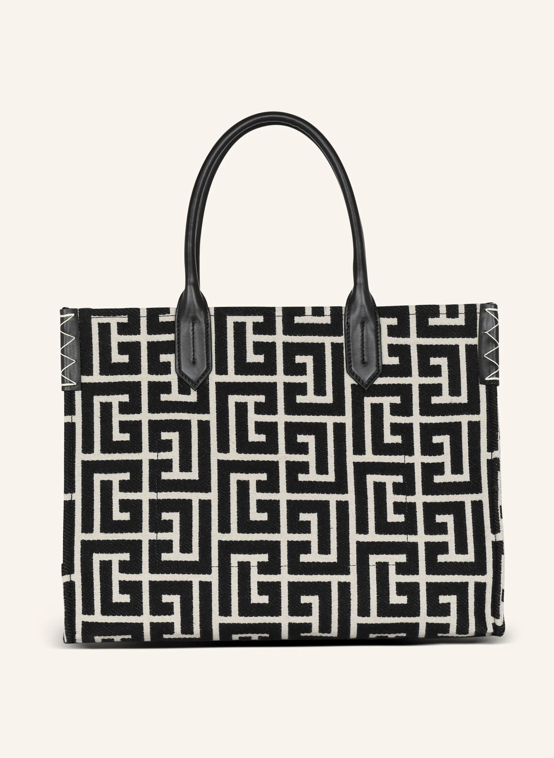BALMAIN Shopper B-Army 42 aus Monogramm-Jacquard und Leder