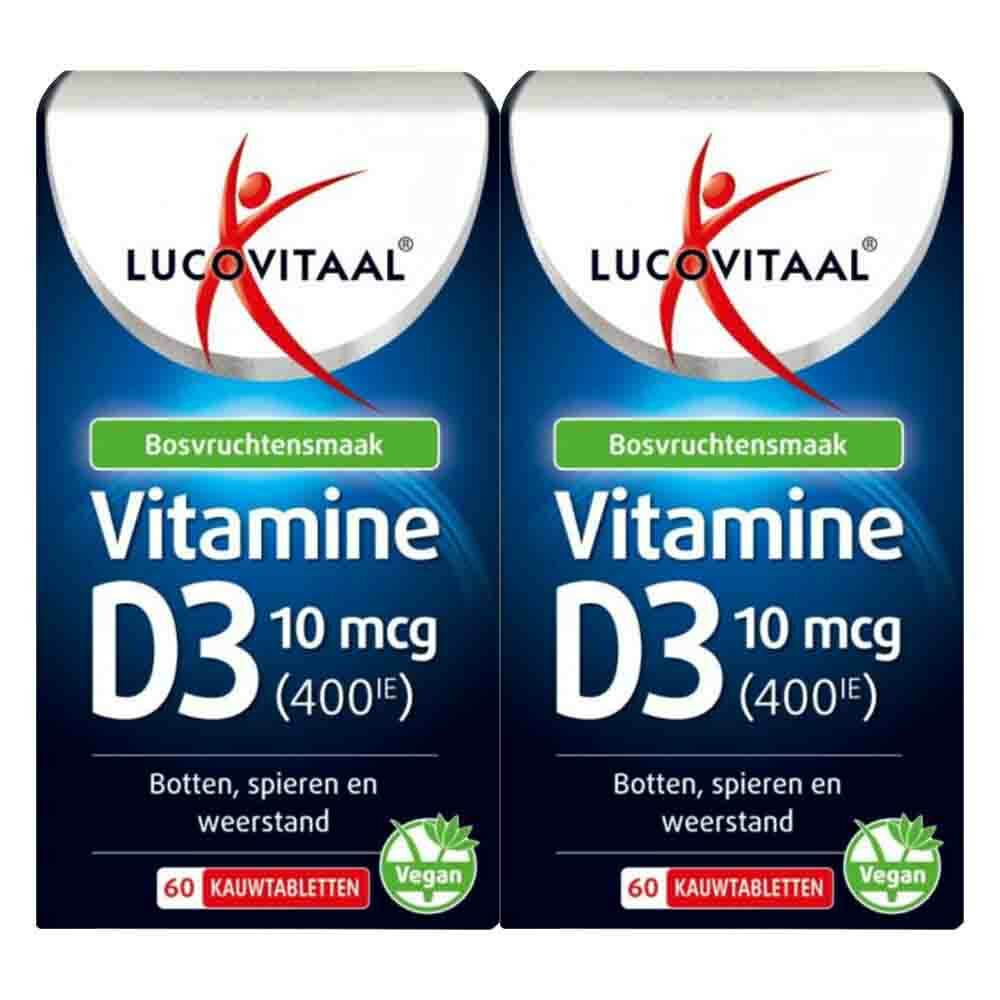 2x Lucovitaal D3 10 mcg (400Ie) Vitamine Vegan Kauwtabletten60 kauwtabletten
