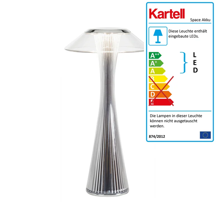 Kartell - Space Akku-Leuchte (LED), chrom