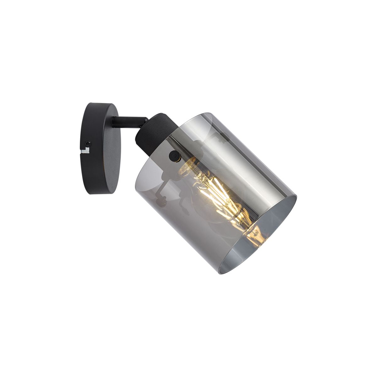 Design wandspot zwart met smoke glas - Domo