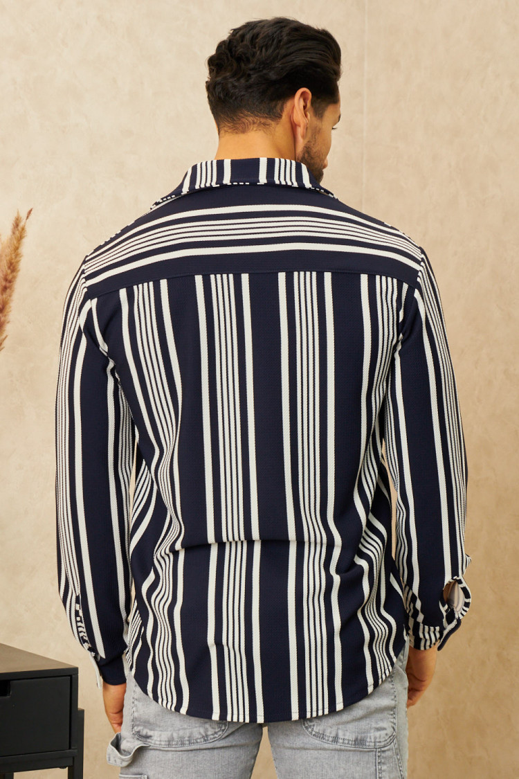 Chemise à rayures bleu et blanc