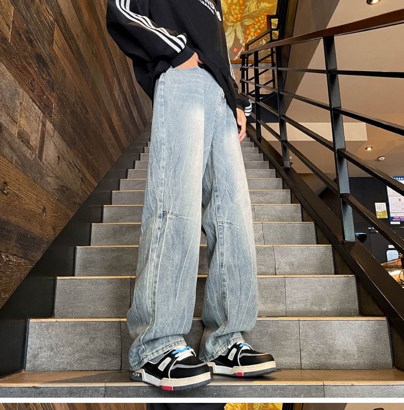 Antaeus - Mid Rise Washed Straight Leg Jeans