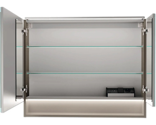 FACKELMANN B.Paris spiegelkast, 90 x 15,6 x 71,8 cm, cubanitgrijs, 2-deurs, LED, IP20