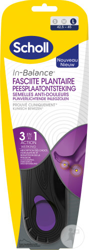 Scholl In-Balance Semelles Anti-Douleur Fasciite Plantaire L 1 Paire
