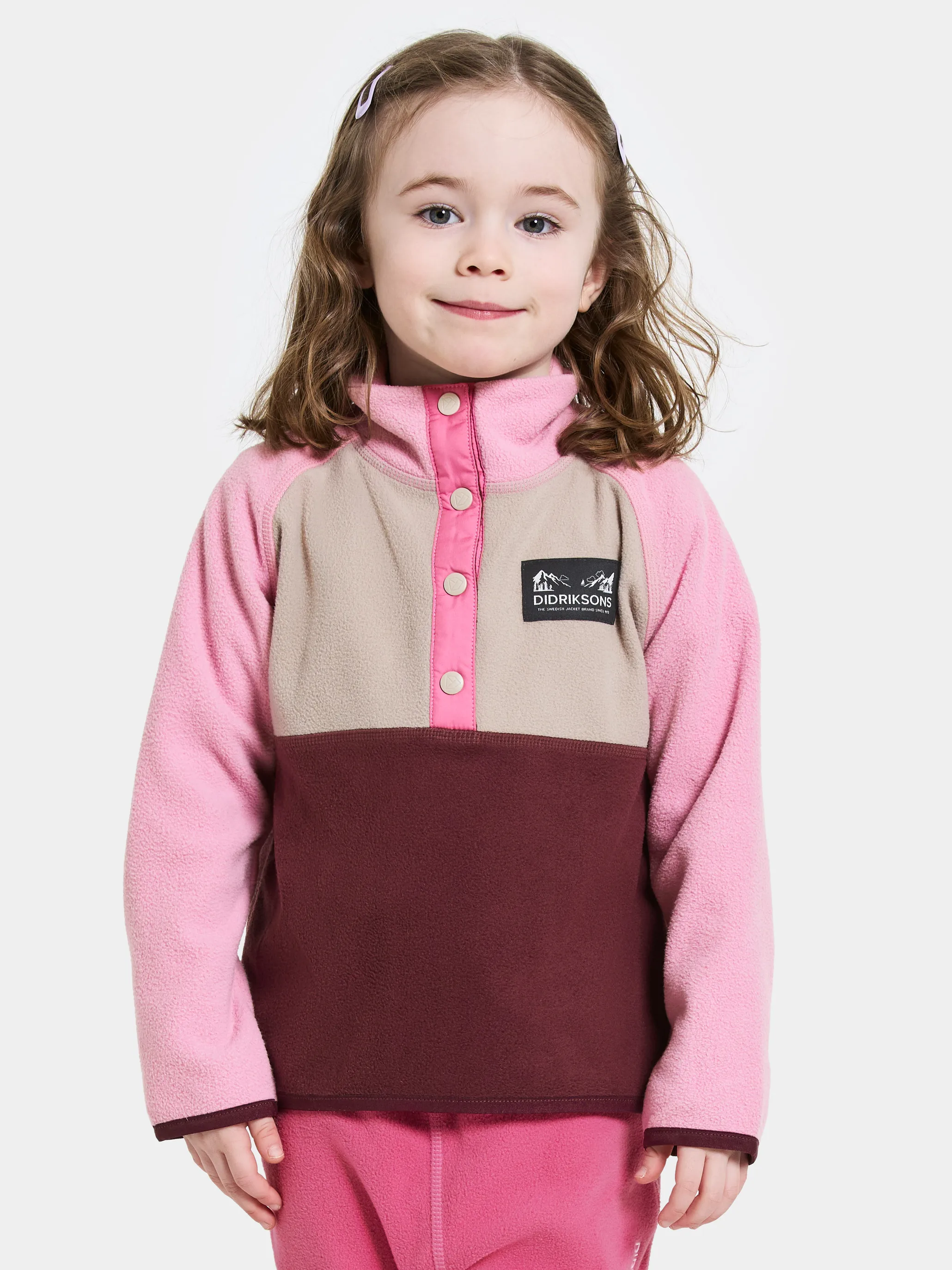 Didriksons Kids' Monte Half Button 4 Anemon Red