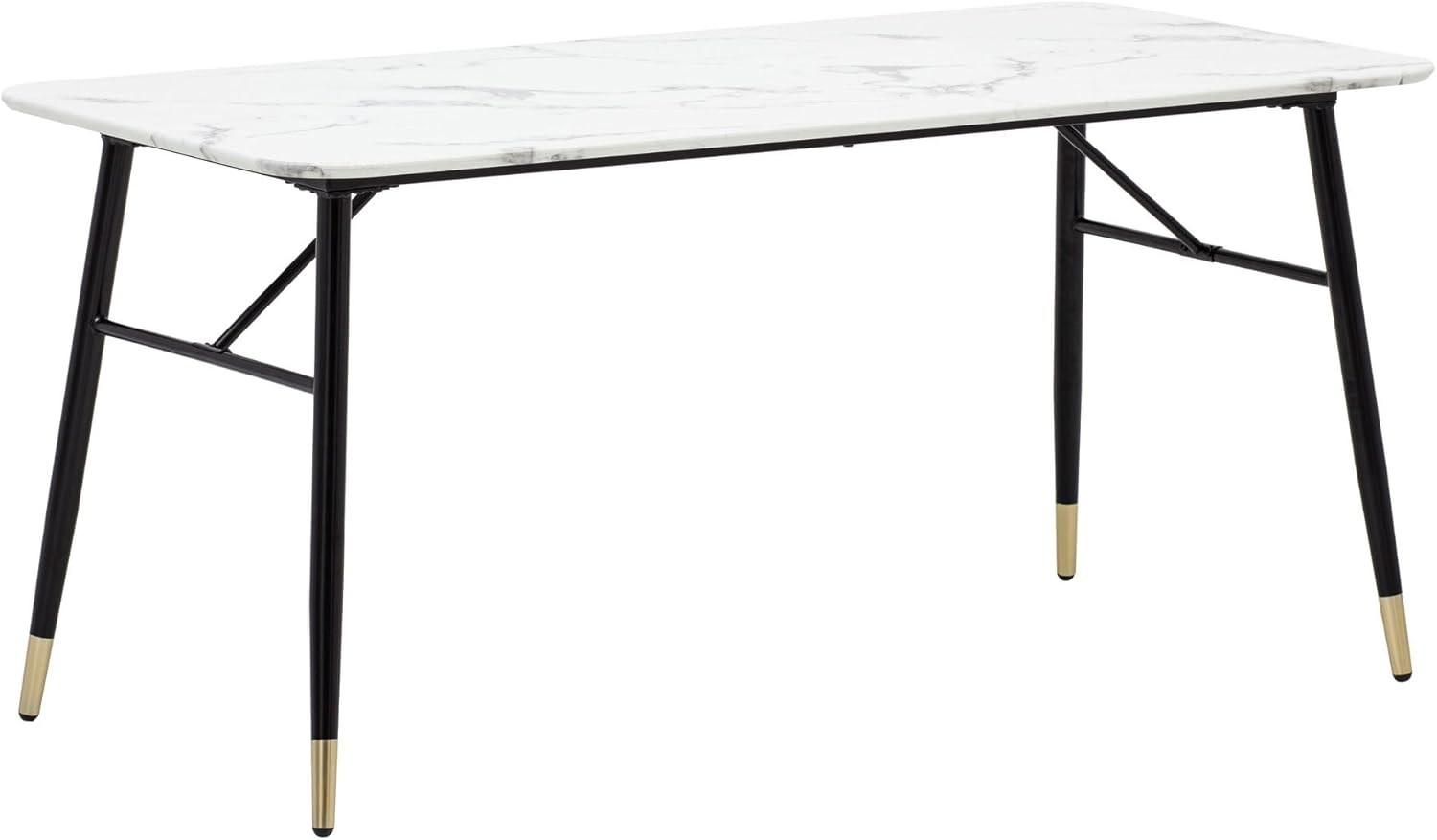 FineBuy Esszimmertisch 120x60x76 cm Esstisch Weiß in Marmor-Optik Modern, Küchentisch Klein, Speisetisch Rechteckig, Tisch Esszimmer mit Metallbeinen