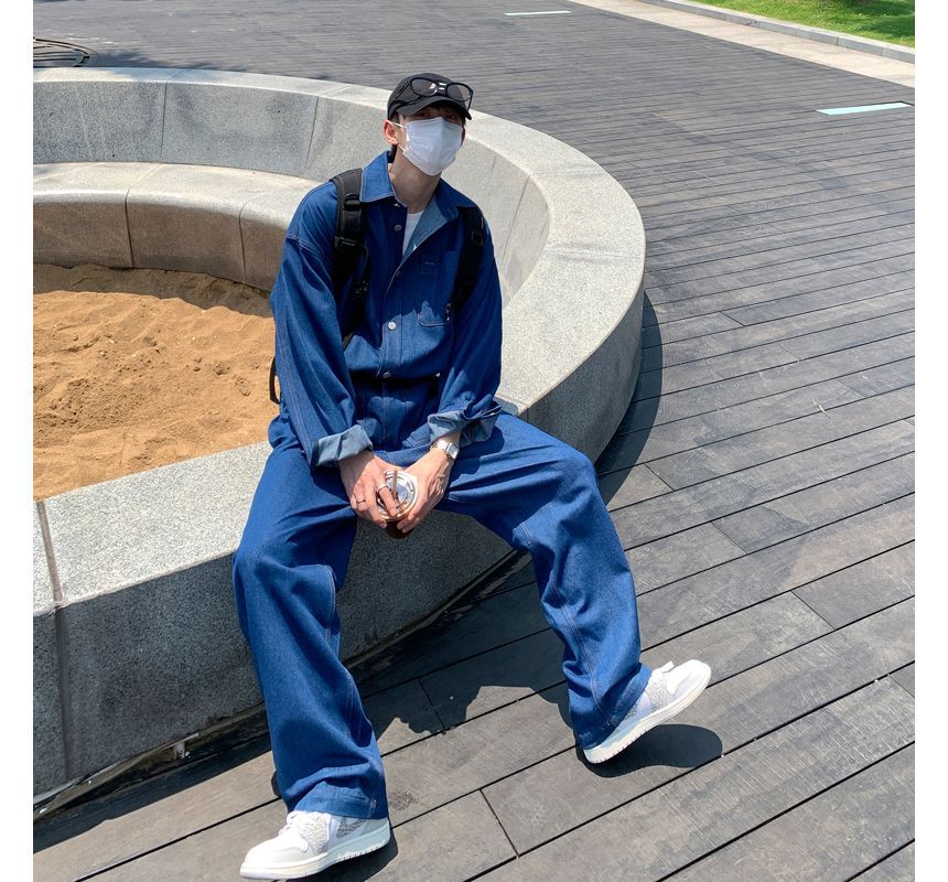 Drawouf - Denim jumpsuit met lange mouwen