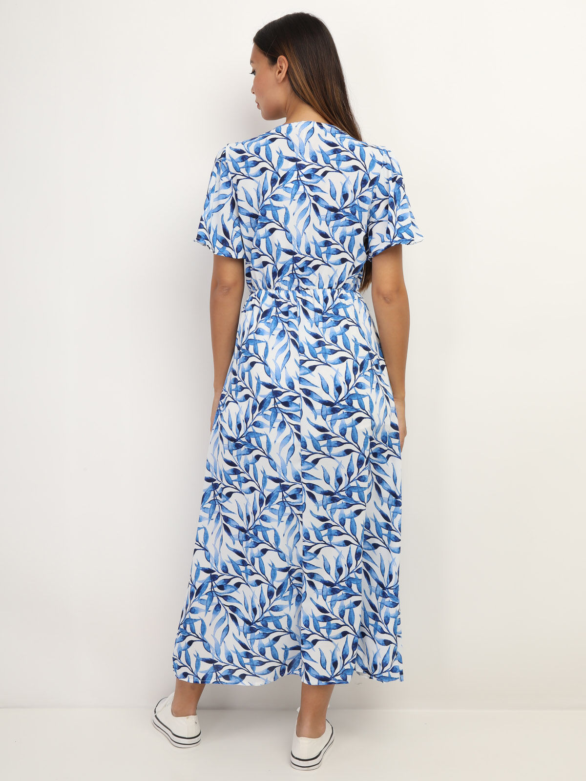 Robe cache cœur à motif feuilles- Bleu