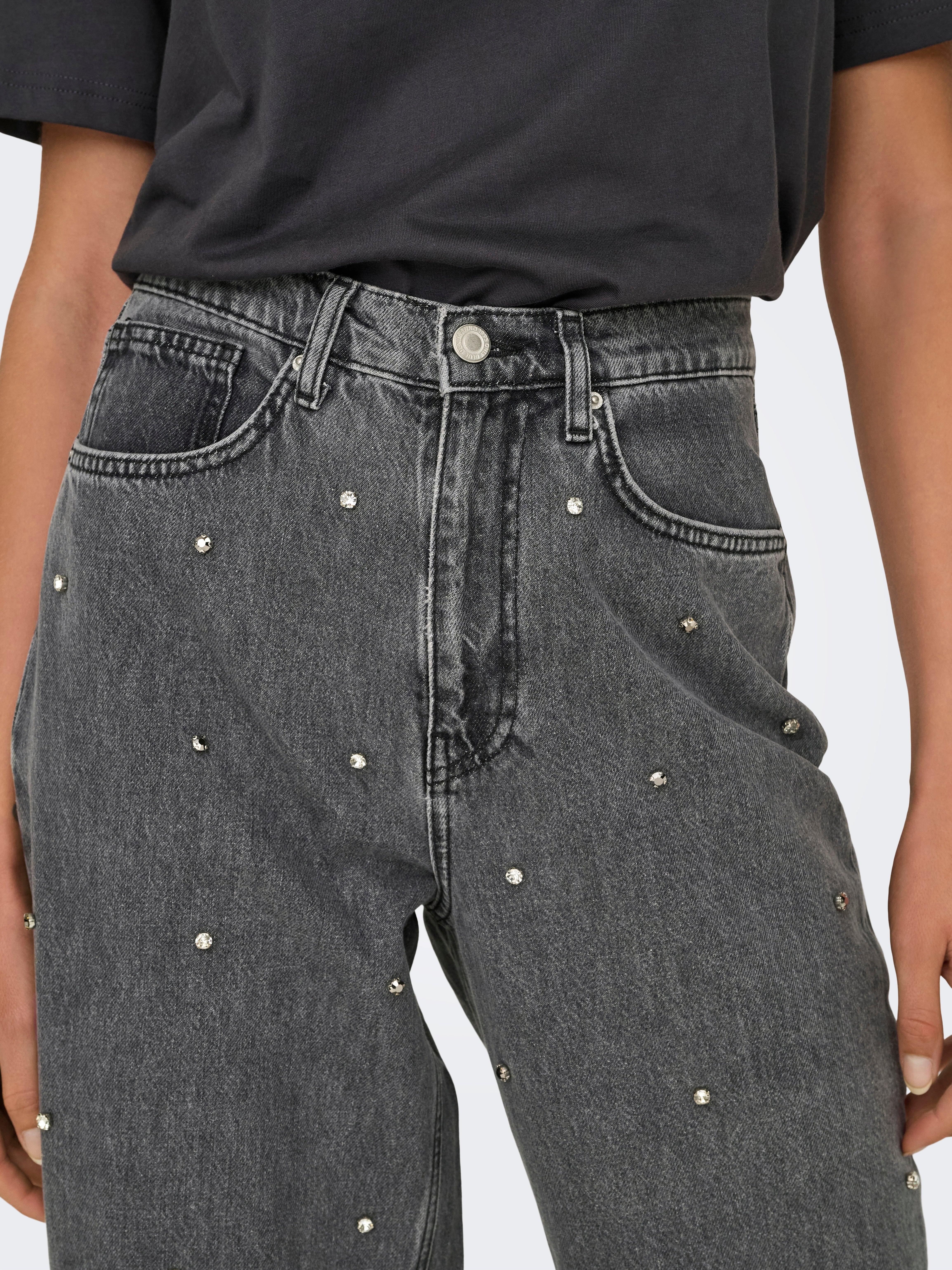 ONLHOPE Hohe Taille Weiter Beinschnitt Jeans Medium Grey Denim