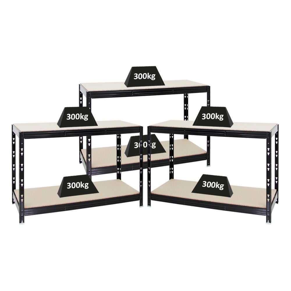 PROREGAL Mega Deal 3x Tiger Werkbank HxBxD 90 x 140 x 60 cm Plankbelasting 300 kg Zwart