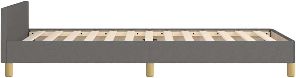 vidaXL Bettgestell mit Kopfteil, Bettrahmen mit Lattenrost, Bett Polsterbett mit Stützbeinen, Schlafzimmerbett Einzelbett, Dunkelgrau 100x200cm Stoff ZJ8711198