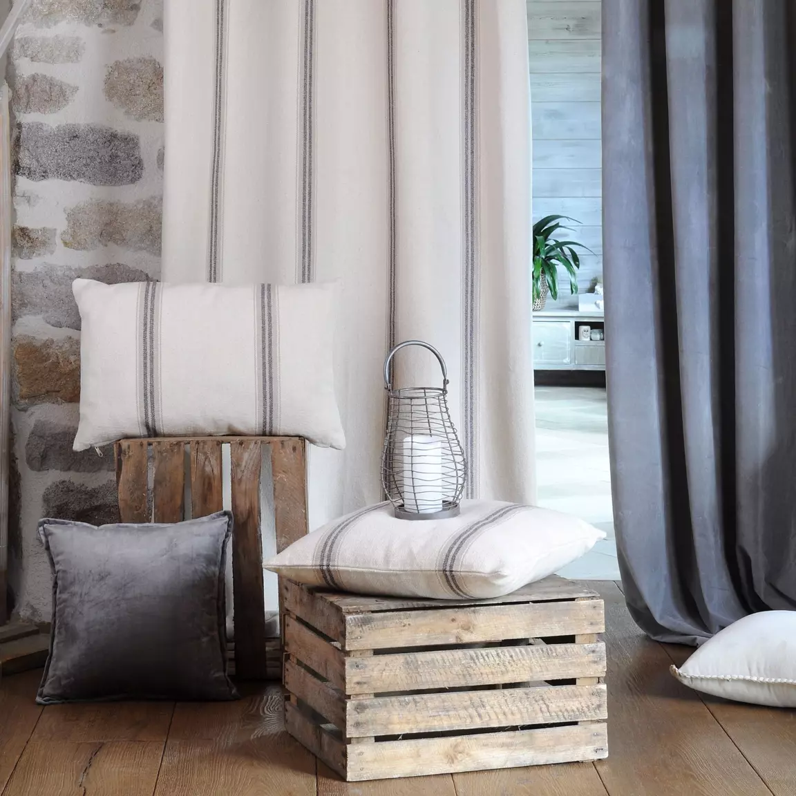 Coussin carré coton (50 x 50 cm) Montauban Gris anthracite