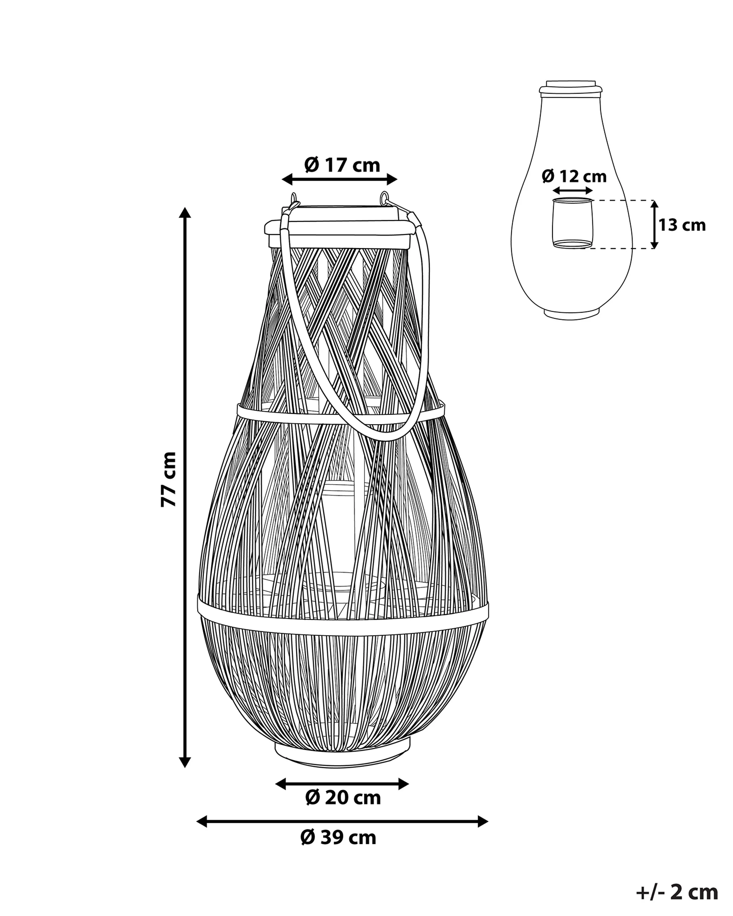 Lantaarn TONGA Bamboehout 77 cm Wit