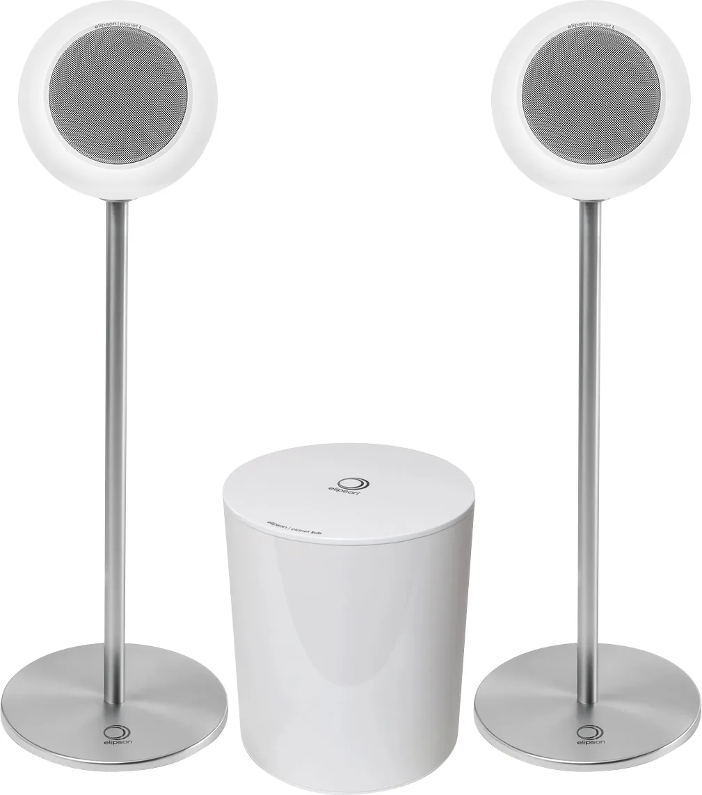 Elipson Planet L Mercury Ice (la paire)   Elipson Planet Sub Blanc   Elipson Planet Stand (la paire) Chaînes hi-fi composées