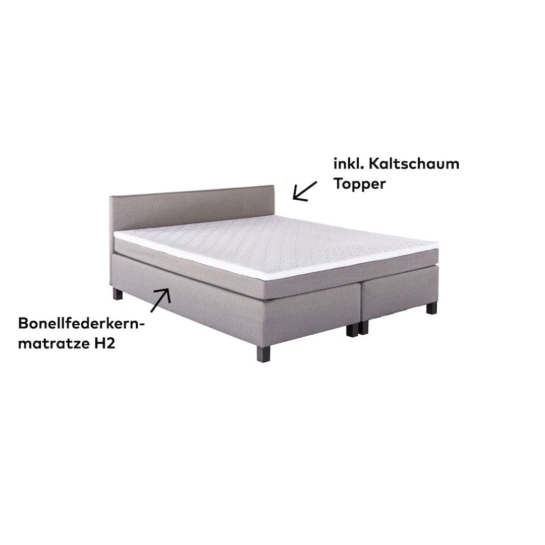 Boxspringbett Susanne Stoffbezug Silbergrau 180x200 cm