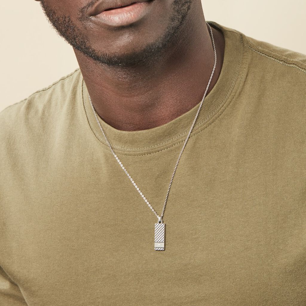 Collier Clement Acier Blanc Oxyde De Zirconium