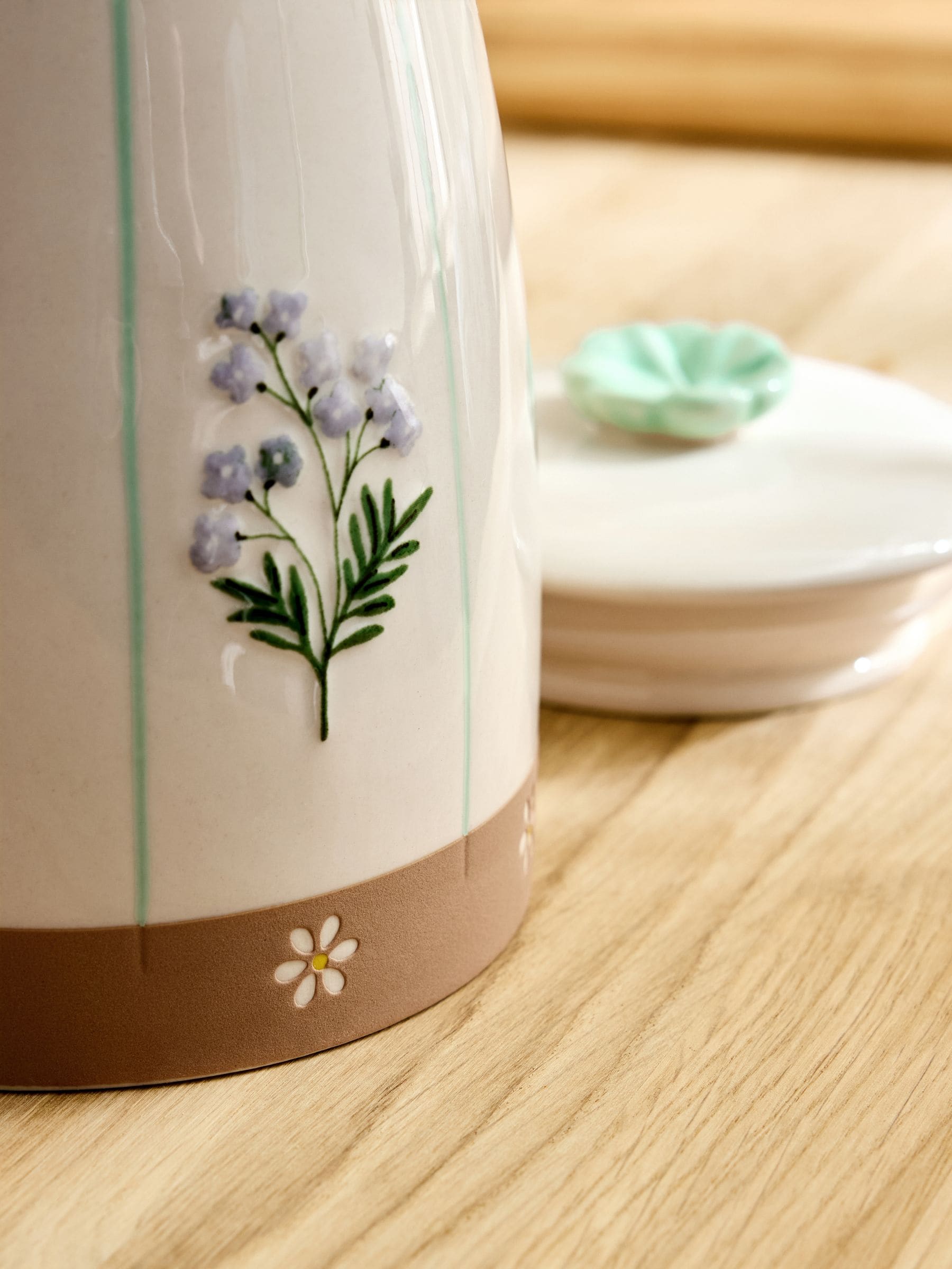 Set of 3 Floral Ceramic Storage Jars