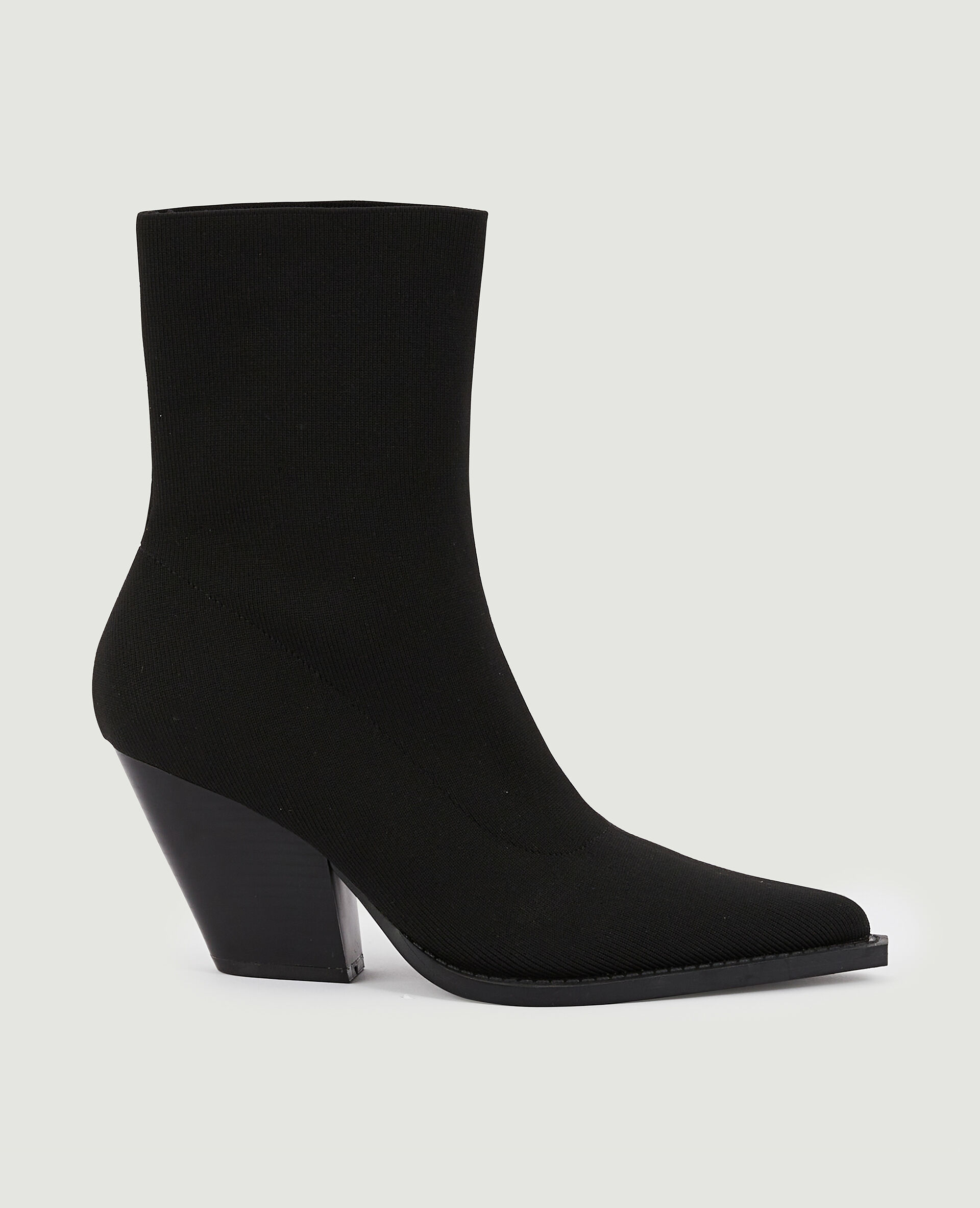 Boots façon santiags en maille textile extensible - Noir