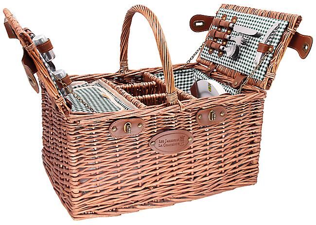 LES JARDINS DE LA COMTESSE - PANIER PIQUE NIQUE SAINT GERMAIN VICHY VERT 4 PERS