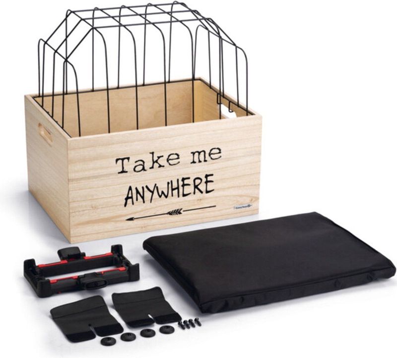 Beeztees - Houten Fietsmand Journey - Kleur: Hout - Inclusief Draadkap