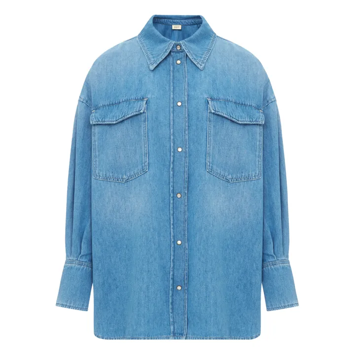 Bellerose Sur-Chemise Poka Coton et Lin Recyclés  - Collection Femme | Bleu