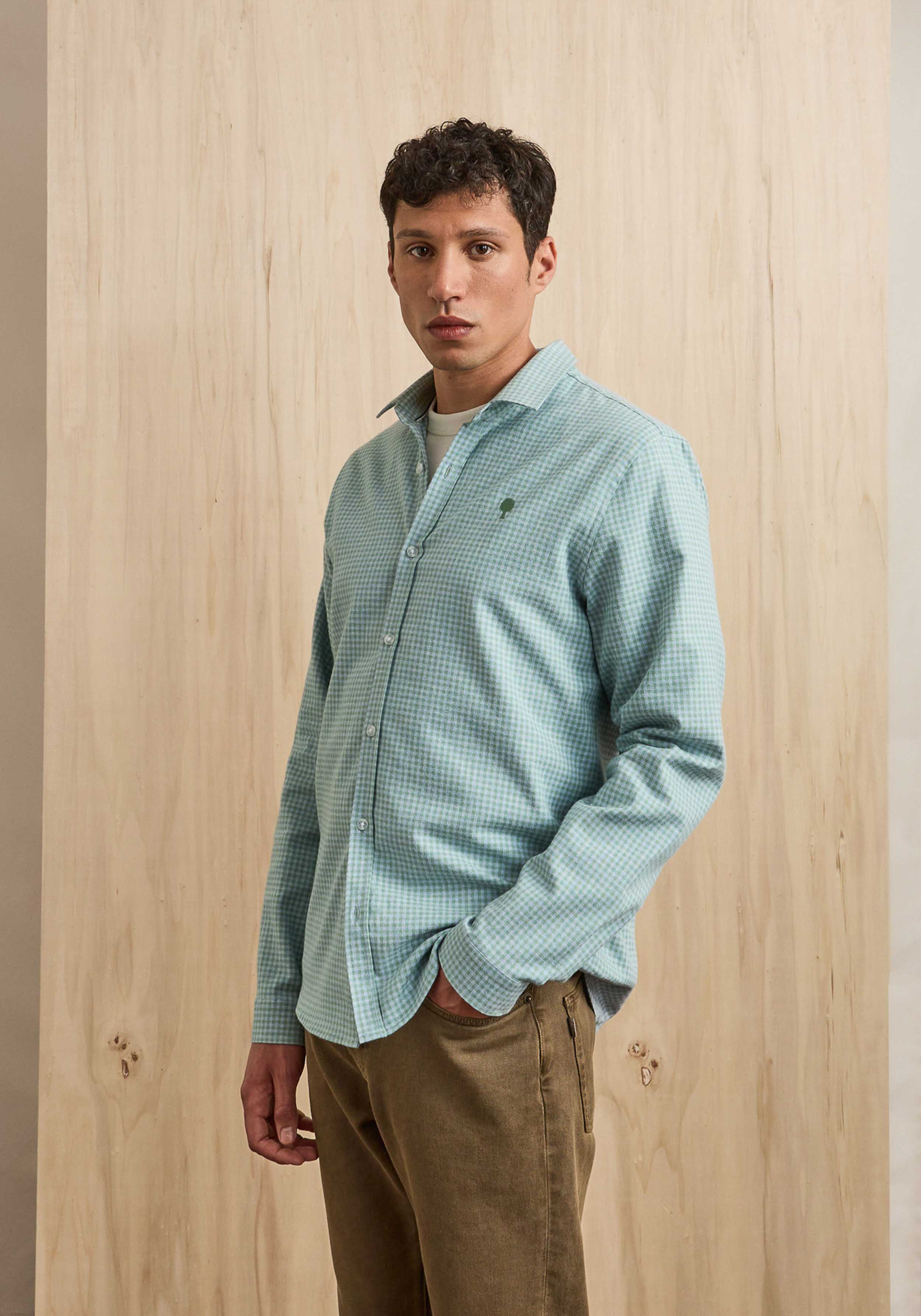 Faguo Hemd Iraty Shirt Woven Green/Light Blue