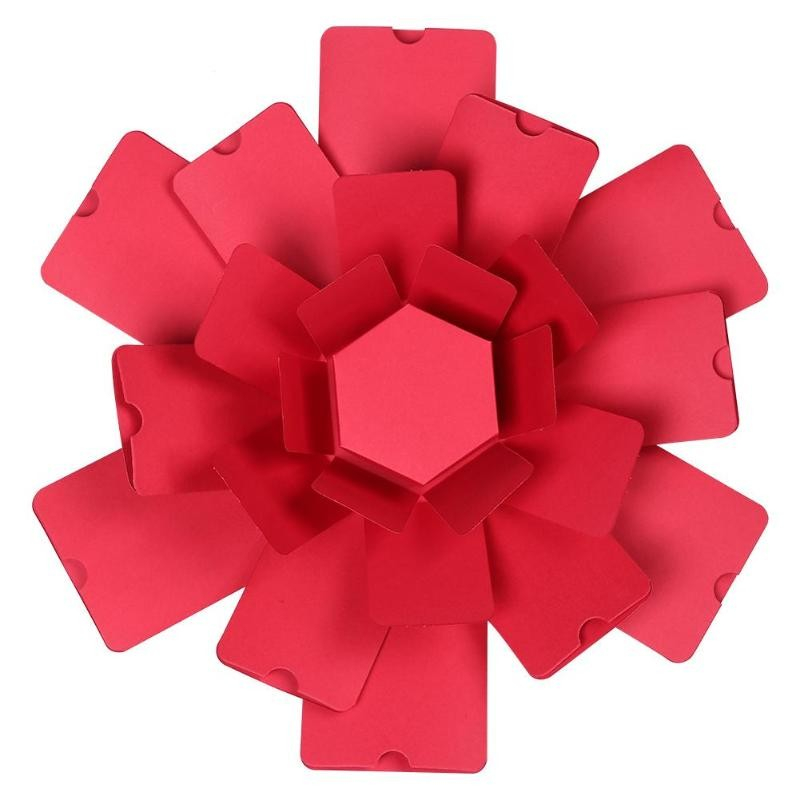 Foto Bastel Geschenk Box Handmade Schachtel DIY Hexagon Überraschungsbox - Rot