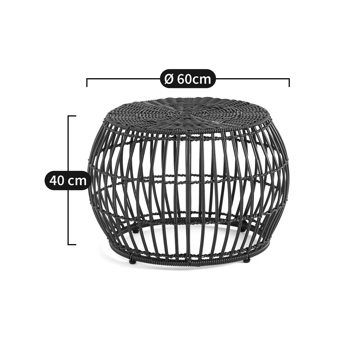 LA REDOUTE INTERIEURS<br>Mesa de centro de jardim, resina tecida ø60cm, Kamila