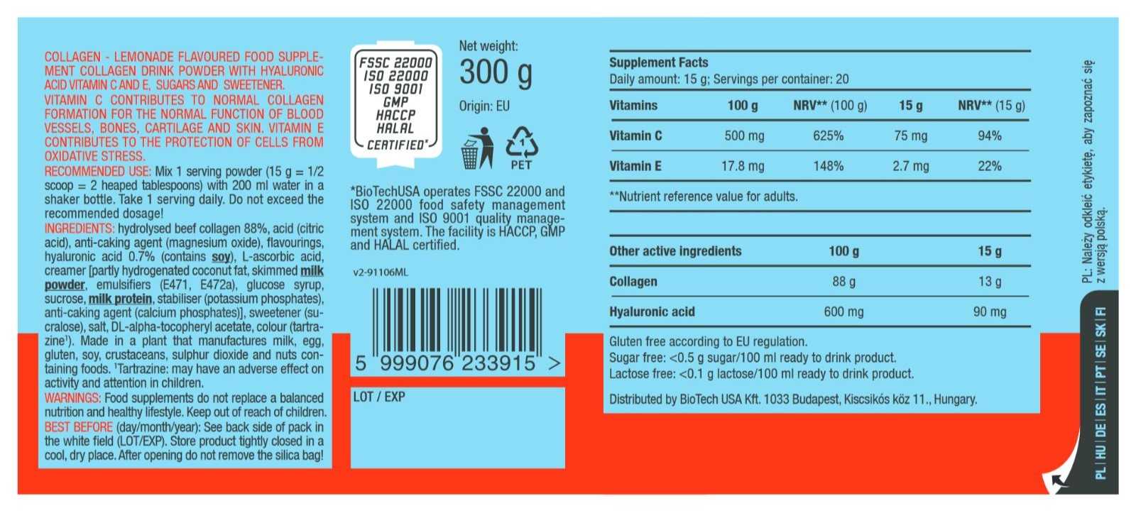 Colágeno Biotech USA 300 g