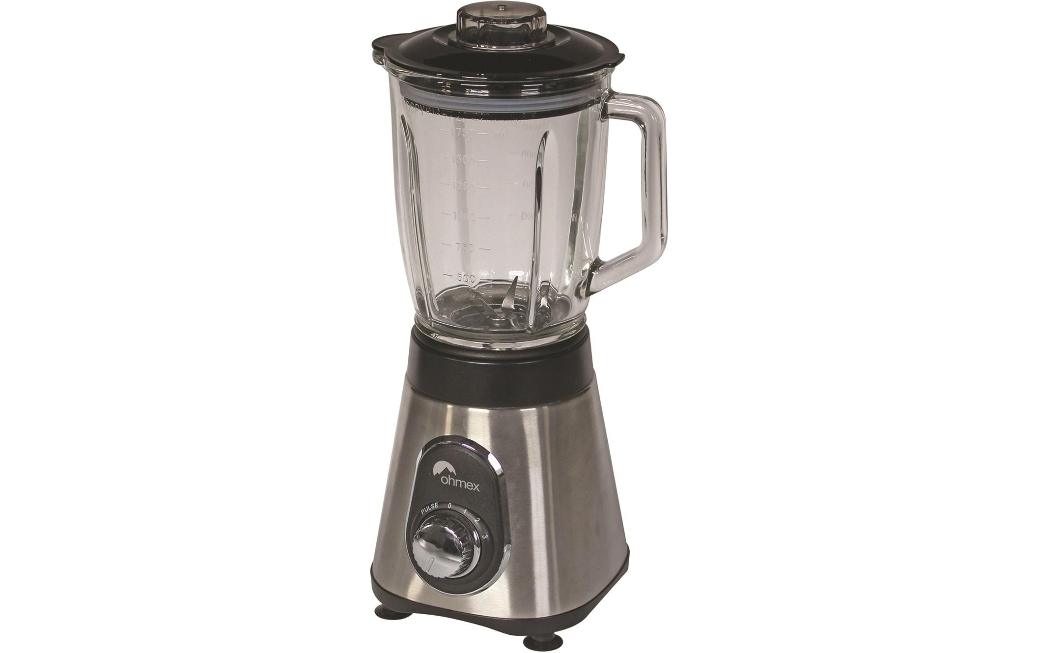 Standmixer OHM-BLE-1788MET Schwarz/SilberMixer mit Edelstahlklingen und rutschfesten Füssen