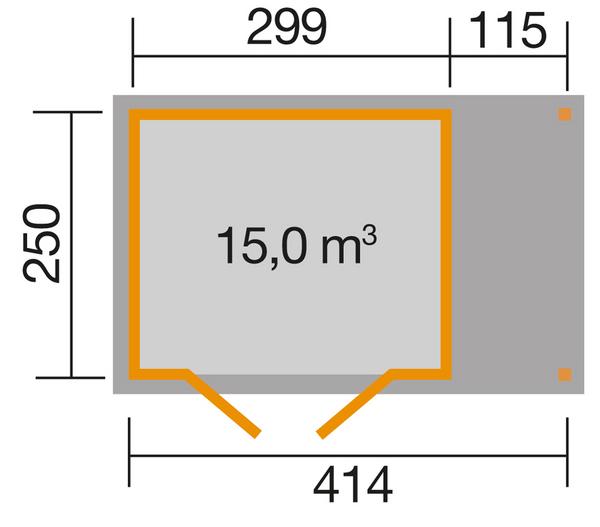 Weka Gartenhaus 321 + 115 cm Anbau