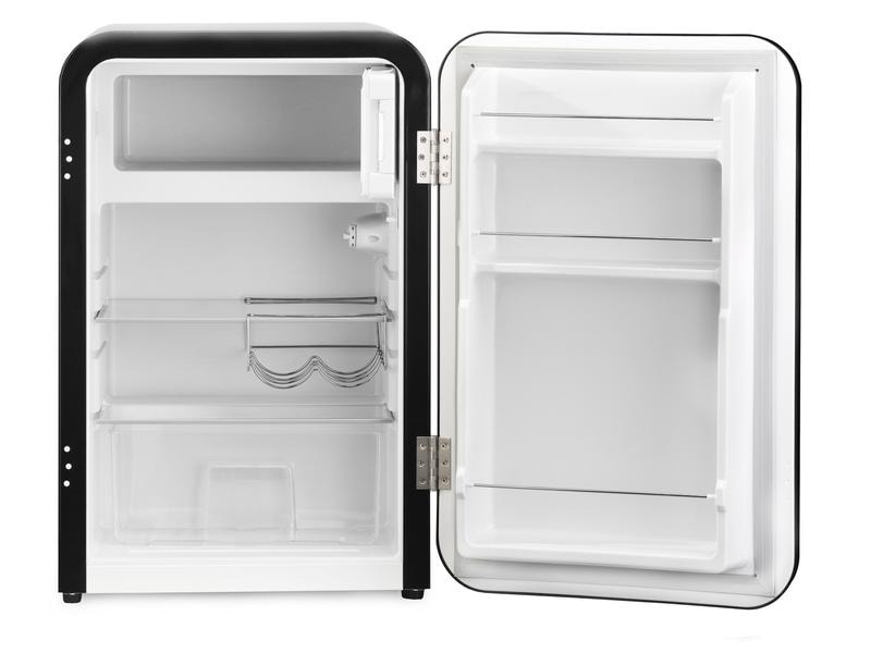 Trisa Kühlschrank Frescolino Classic 107 Schwarz Kompakter Kühlschrank mit Gefrierfach in Retro Design