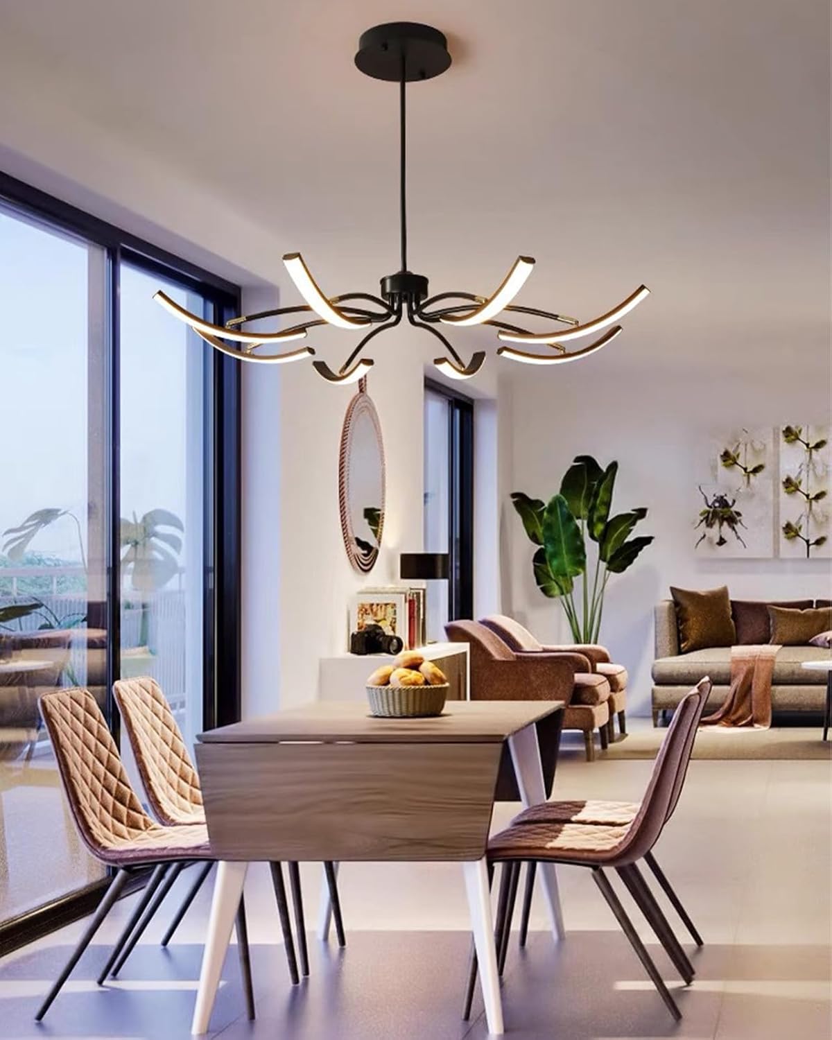 LED Kronleuchter Schwarz, Pendelleuchte Esstisch mit Fernbedienung, Dimmbare Esstisch lampen Hängend DIY Modellieren, Zur Innenbeleuchtung in Wohnräumen, Restaurants, Hotels etc