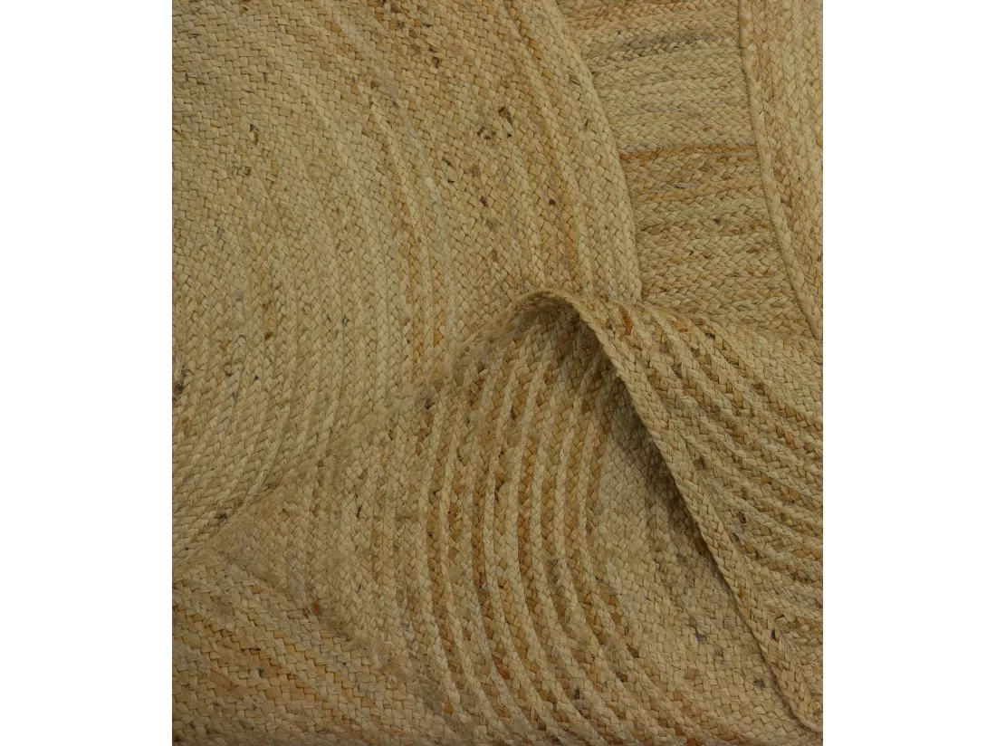 Tapis rectangle 100% jute tressé - Motifs circulaires - 200 x 290 cm - Naturel - YVAYA