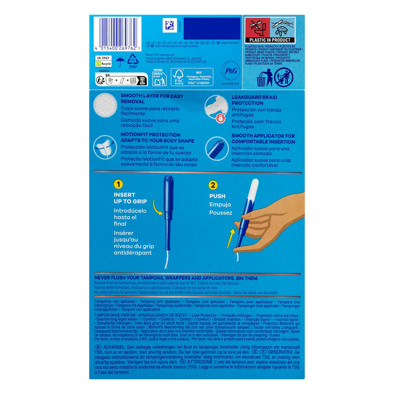 Tampons Tampax Pearl réguliers avec applicateur