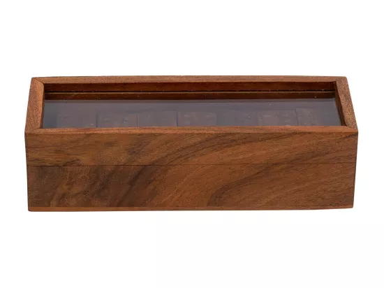 Domino avec boîte en bois marron 20x7x5,5h